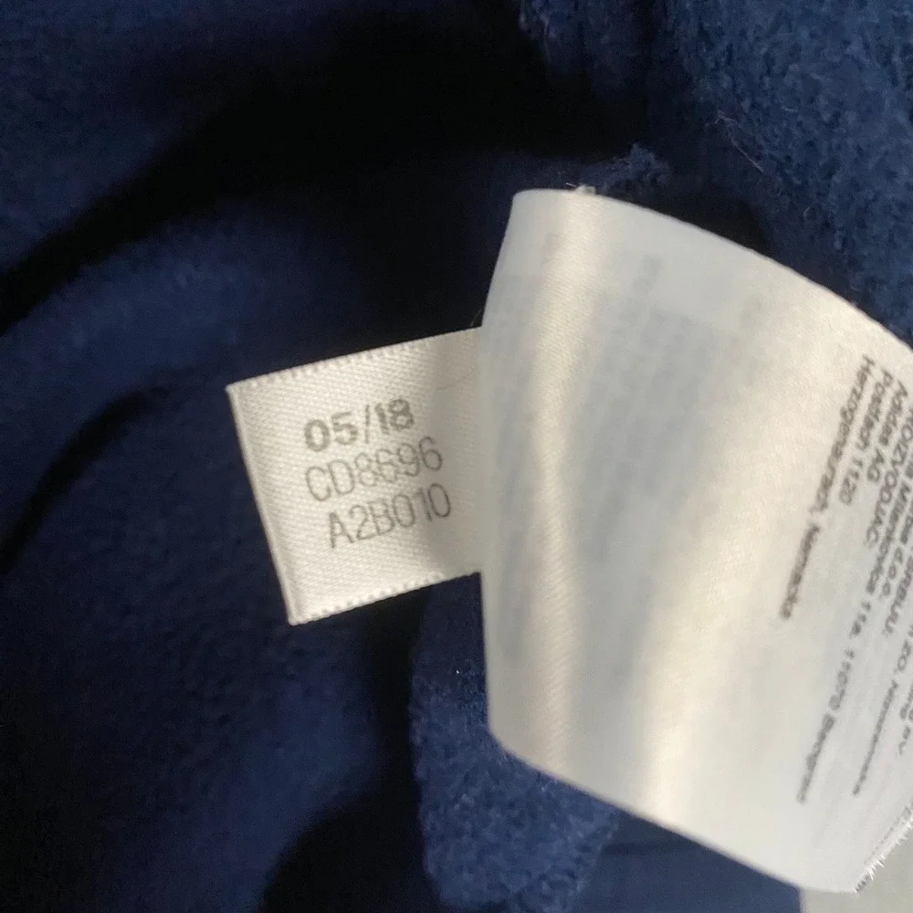 Adidas Hoodie Mens Small Navy Blue 3-Stripe Fleece Pullover